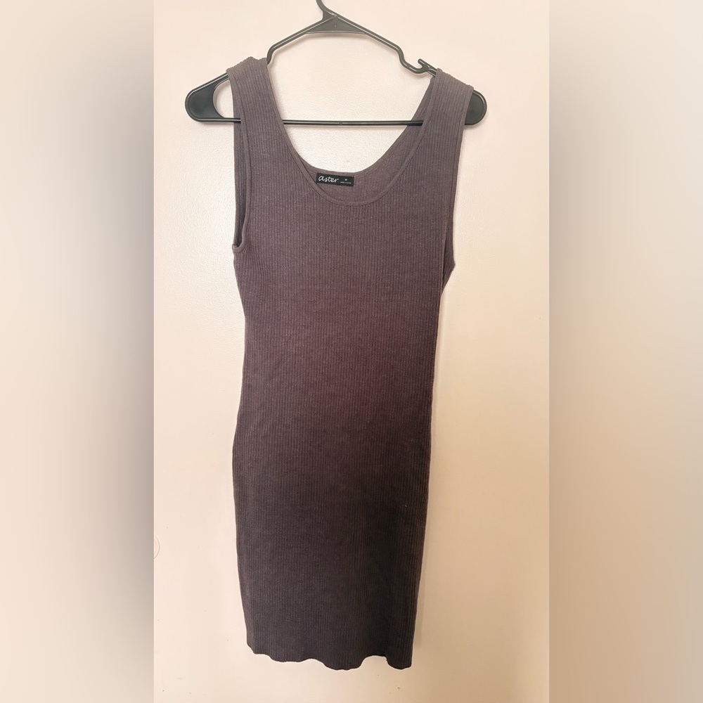 Aster Ribbed Sleeveless Bodycon Dress in Dark Brown